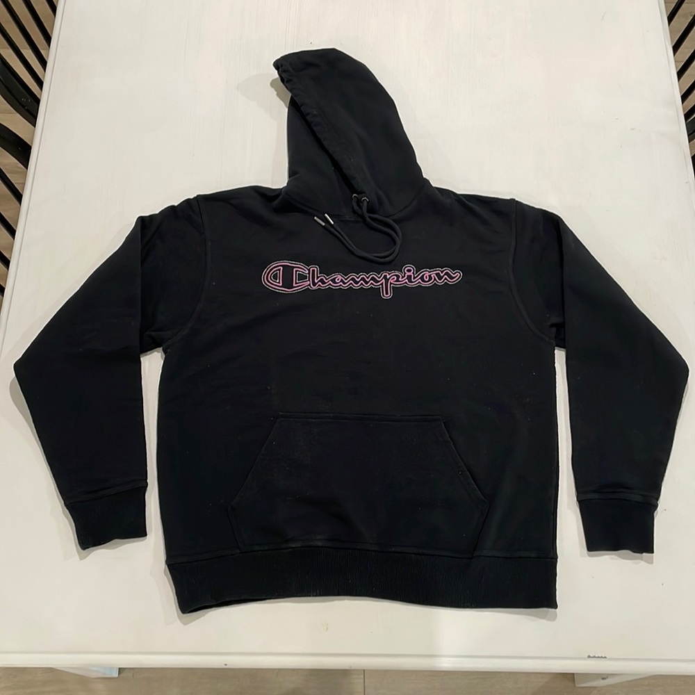 Champion embroidered logo hoodie. Men L. 50/50 cotton/poly. Like new condition!